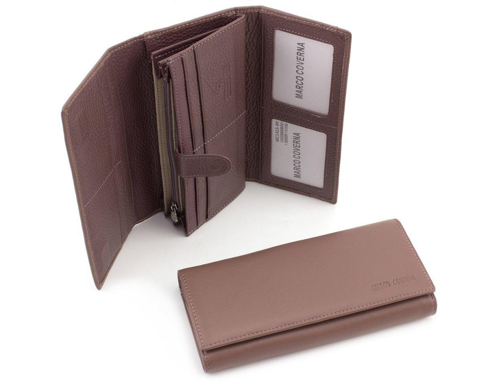 Пудровый кожаный женский кошелек MARCO COVERNA mc1415-6 - Фото № 6