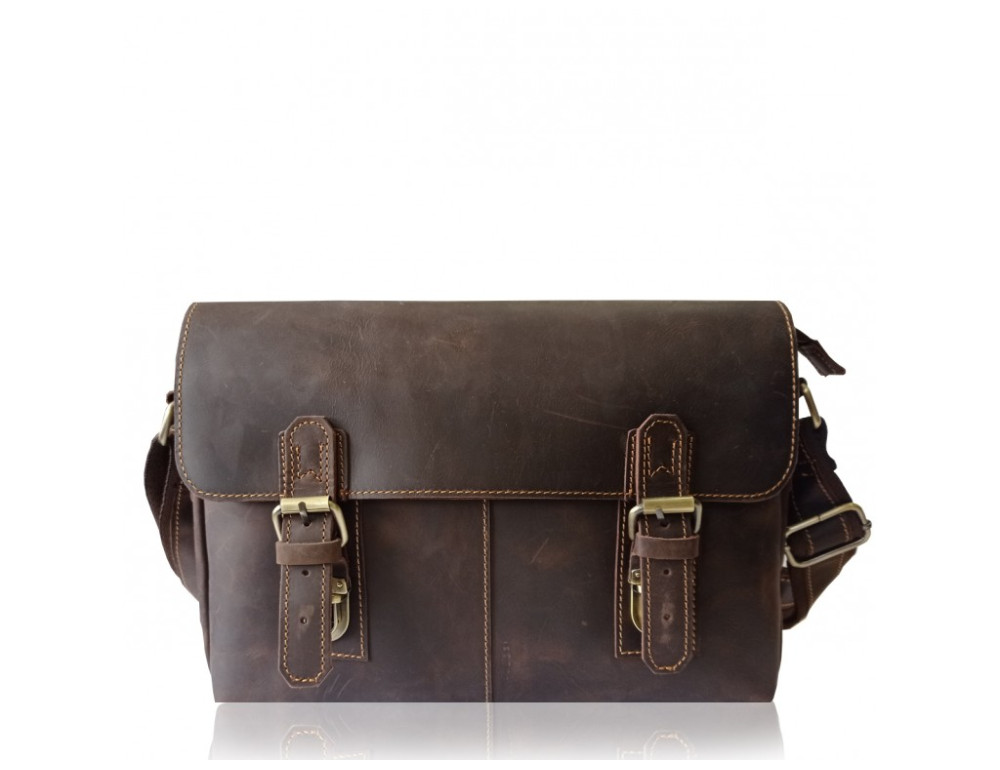 Чоловіча шкіряна сумка-месенджер TIDING BAG 6002B-1 коричнева - Фотографія № 2