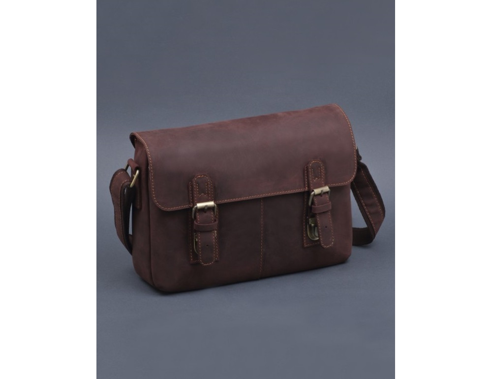 Чоловіча шкіряна сумка-месенджер TIDING BAG 6002B-1 коричнева - Фотографія № 7