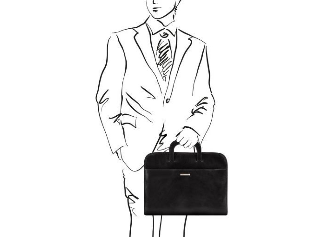 Чорний м'який портфель на одне відділення Tuscany Leather Sorrento TL141022 Black - Фотографія № 2