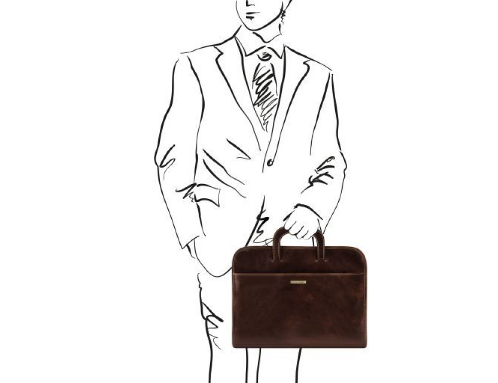 Темно-коричневий портфель на одне відділення Tuscany Leather Sorrento TL141022 Dark Brown - Фотографія № 2