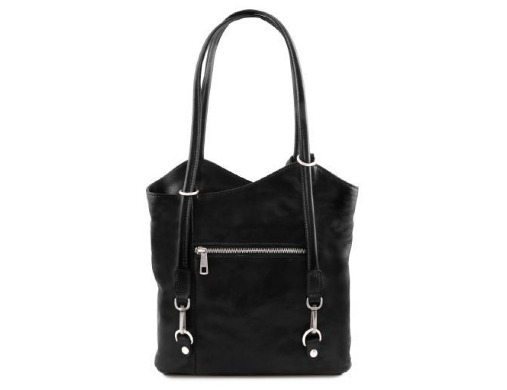 Чорний шкіряна сумка трансформер Patty Tuscany Leather TL141497 Black - Фотографія № 3