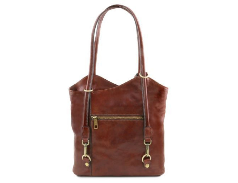 Коричнева шкіряна сумка трансформер Patty Tuscany Leather TL141497 Brown - Фотографія № 4