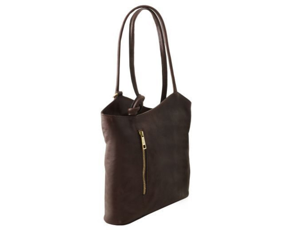 Темно-коричнева шкіряна сумка трансформер Patty Tuscany Leather TL141497 Dark Brown - Фотографія № 2
