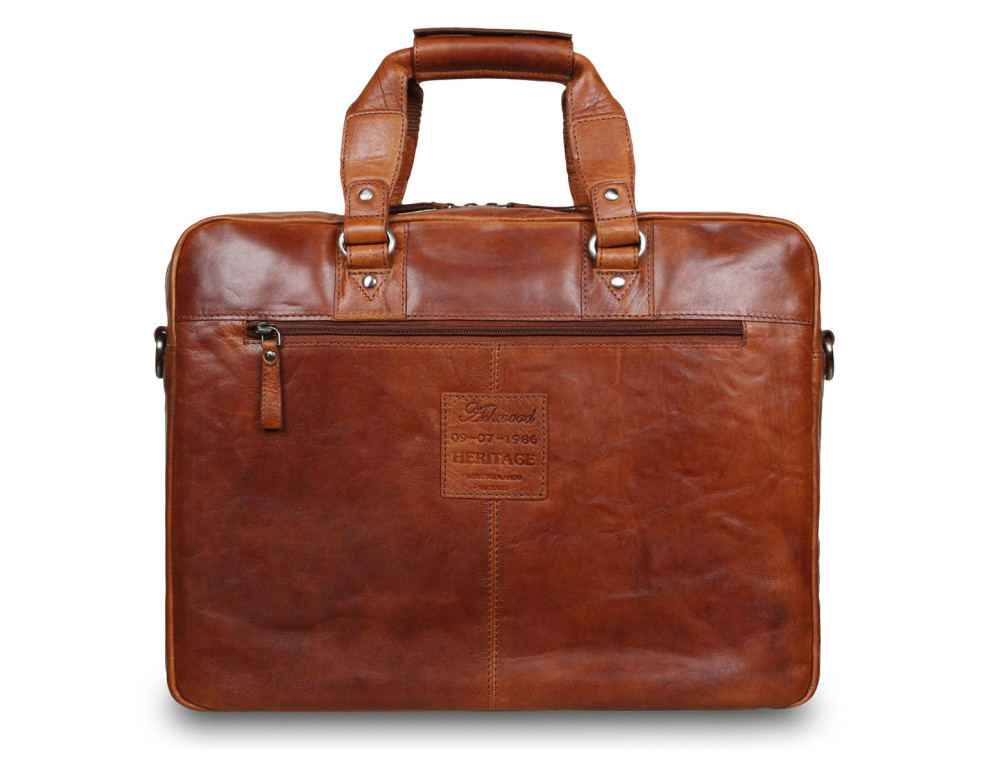 Чоловіча ділова шкіряна сумка-портфель Ashwood Leather F83 Cognac - Фотографія № 2