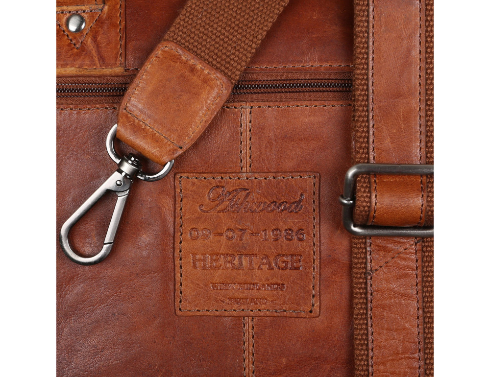 Чоловіча ділова шкіряна сумка-портфель Ashwood Leather F83 Cognac - Фотографія № 4