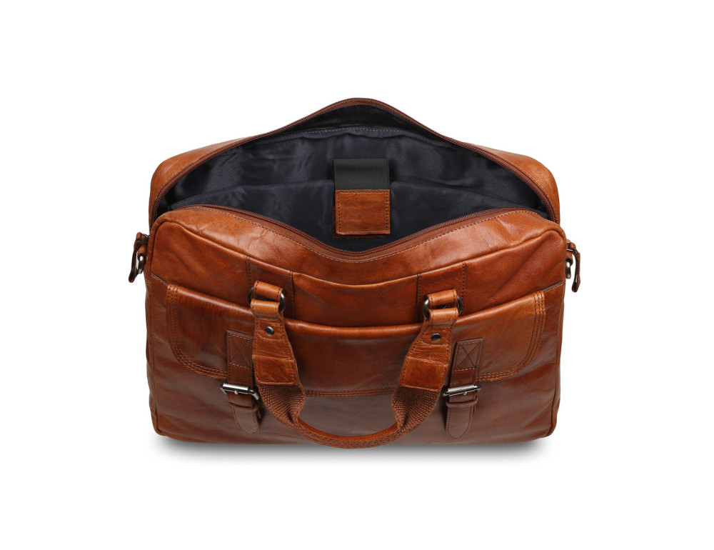 Чоловіча ділова шкіряна сумка-портфель Ashwood Leather F83 Cognac - Фотографія № 5