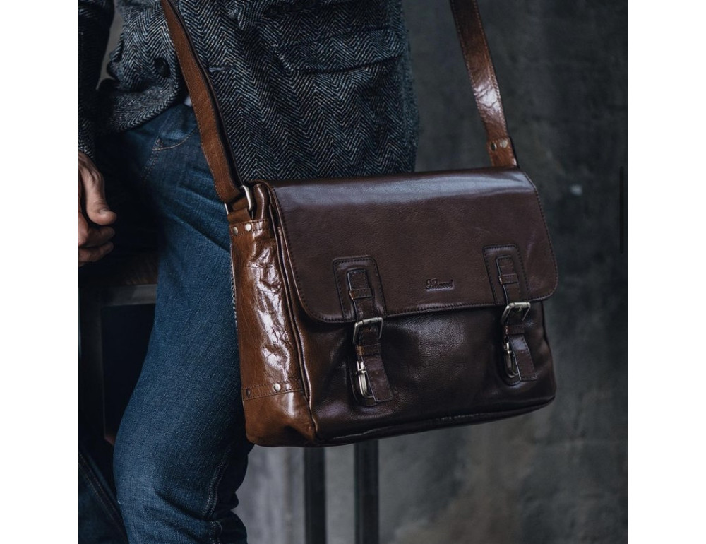 Світло-коричнева шкіряна сумка месенджер А-4 Ashwood Jasper Chestnut Brown - Фотографія № 2