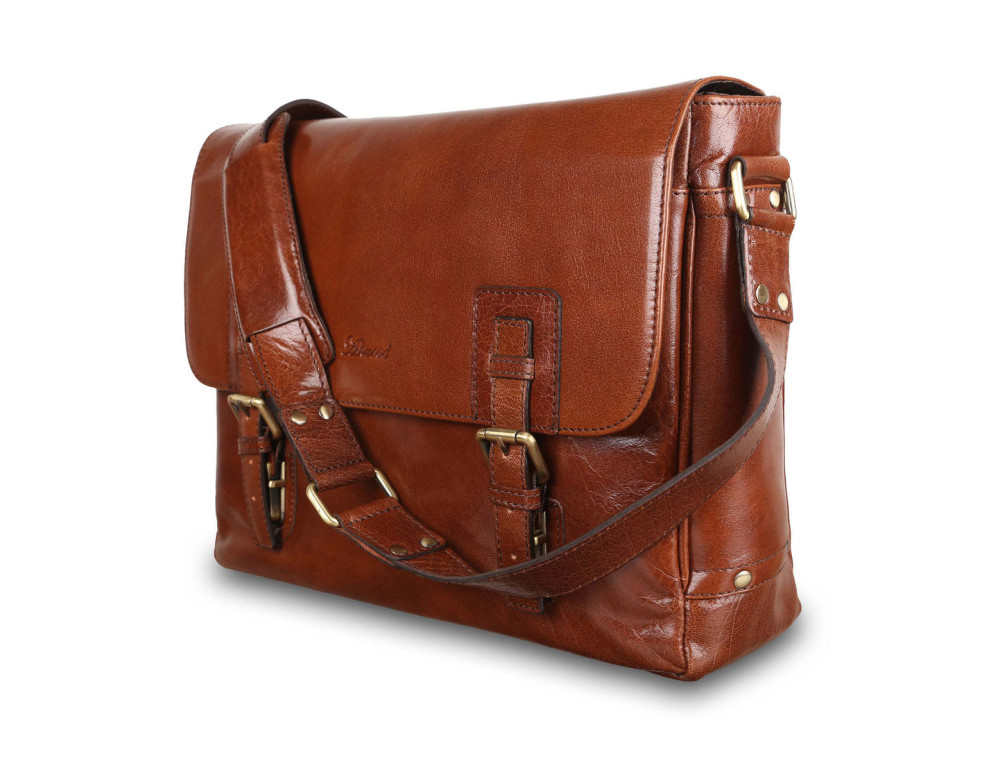 Світло-коричнева шкіряна сумка месенджер А-4 Ashwood Jasper Chestnut Brown - Фотографія № 4