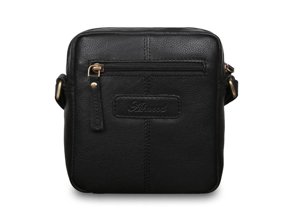 Маленька чоловіча шкіряна сумка через плече Ashwood Leather M55 Black - Фотографія № 2