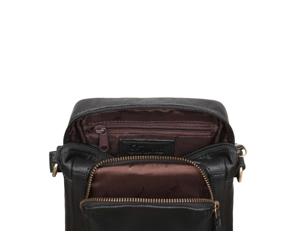 Маленька чоловіча шкіряна сумка через плече Ashwood Leather M55 Black - Фотографія № 3