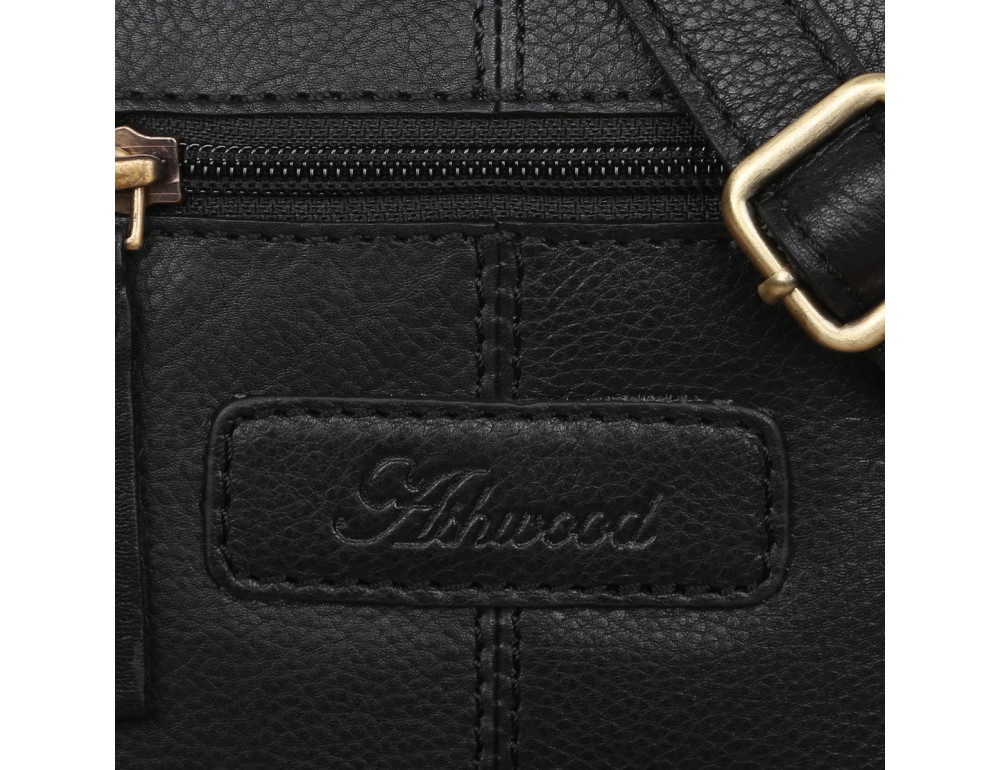Маленька чоловіча шкіряна сумка через плече Ashwood Leather M55 Black - Фотографія № 4