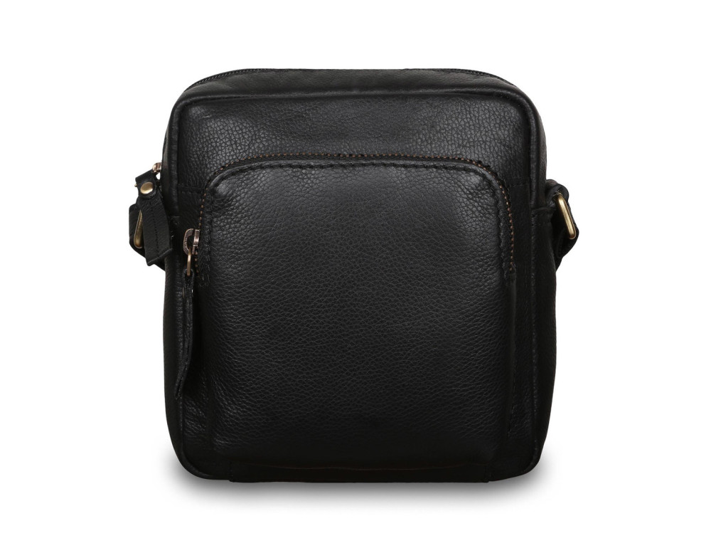 Маленька чоловіча шкіряна сумка через плече Ashwood Leather M55 Black - Фотографія № 5