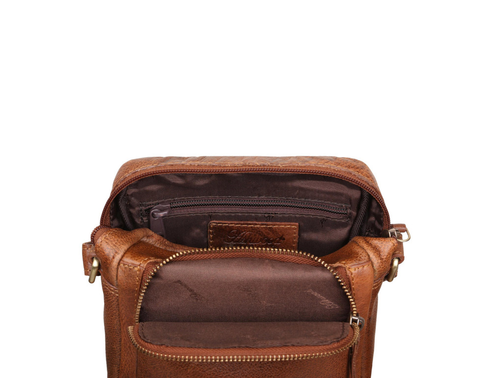 Маленька чоловіча шкіряна сумка через плече Ashwood Leather M55 Tan - Фотографія № 3