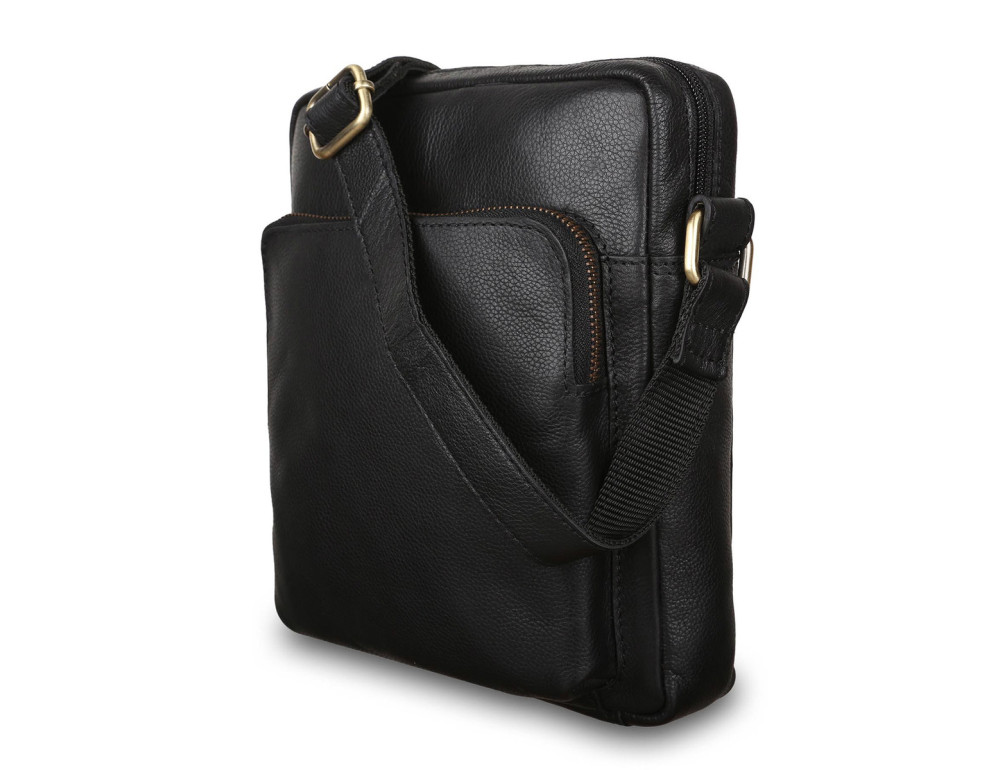 Чорна шкіряна сумка через плече Ashwood M56 Black - Фотографія № 2