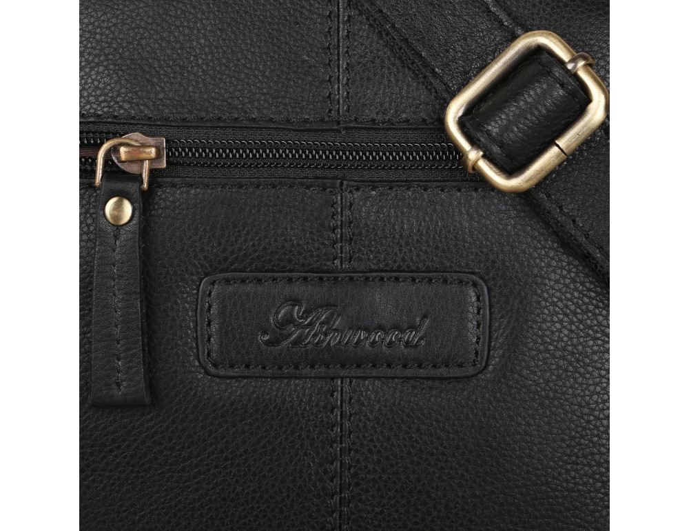 Чорна шкіряна сумка через плече Ashwood M56 Black - Фотографія № 4