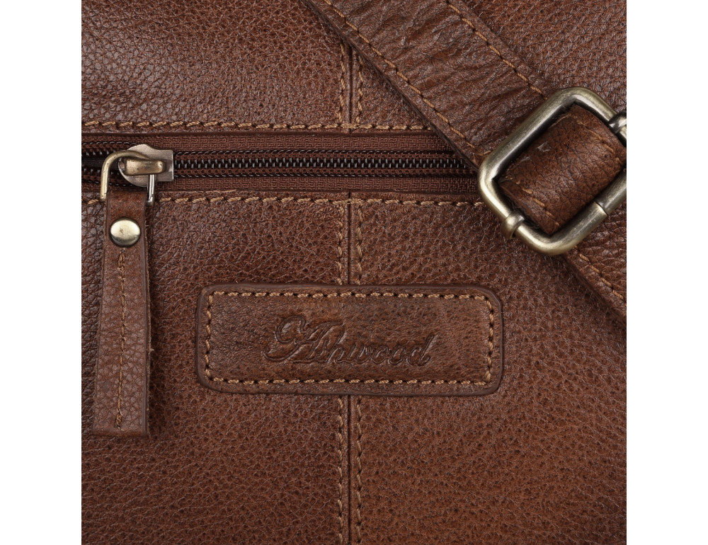 Коньячна шкіряна сумка через плече Ashwood M56 Cognac - Фотографія № 5