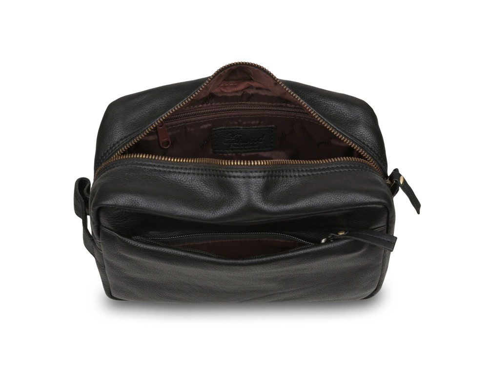 Чорний шкіряний несесер Ashwood Leather M59 Black - Фотографія № 6