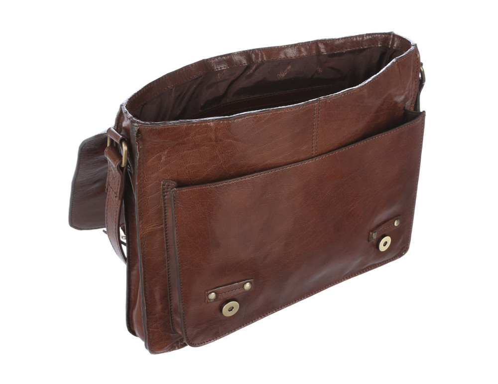 Чоловіча шкіряна сумка через плече із клапаном Ashwood Leather Josh Chestnut Brown - Фотографія № 3