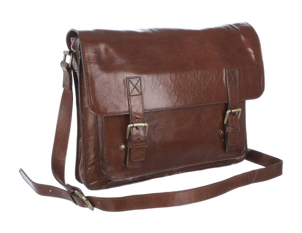Чоловіча шкіряна сумка через плече із клапаном Ashwood Leather Josh Chestnut Brown - Фотографія № 4