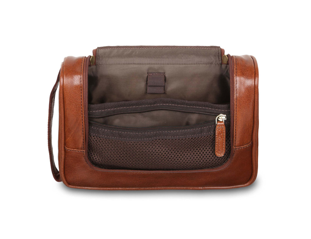 Несесер шкіряний із гладкої шкіри Ashwood Leather 89145 Chestnut Brown - Фотографія № 4