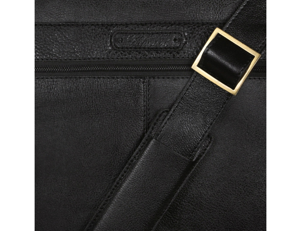 Чоловічі шкіряні сумки через плече Ashwood Leather Pedro Black - Фотографія № 4