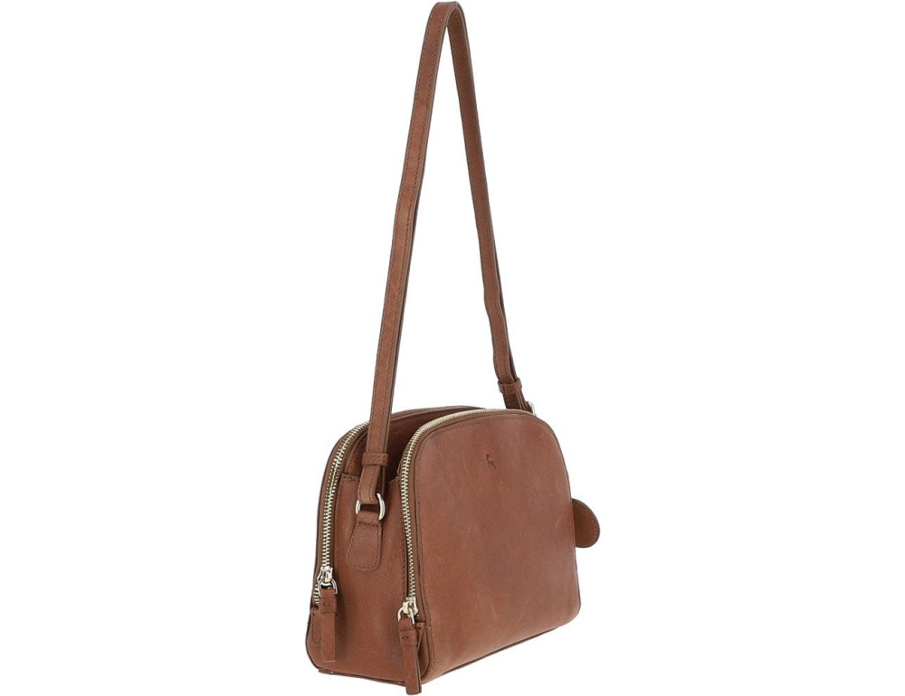 Женская кожаная сумка через плечо Ashwood 62340 TAN - Фото № 4