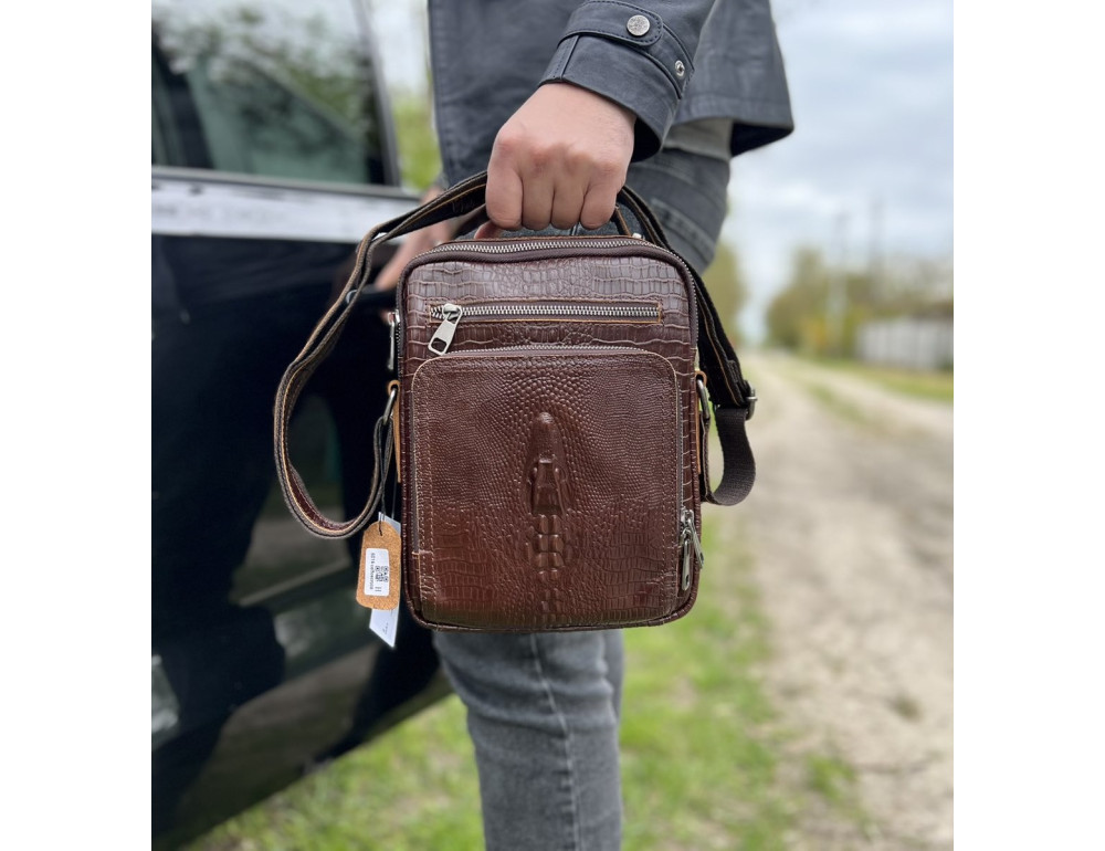 Чоловіча барсетка через плече на 2 відділення Bexhill bx6014 design2 brown - Фотографія № 3