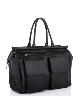Большой кожаный саквояж чёрного цвета Newery N1973GA