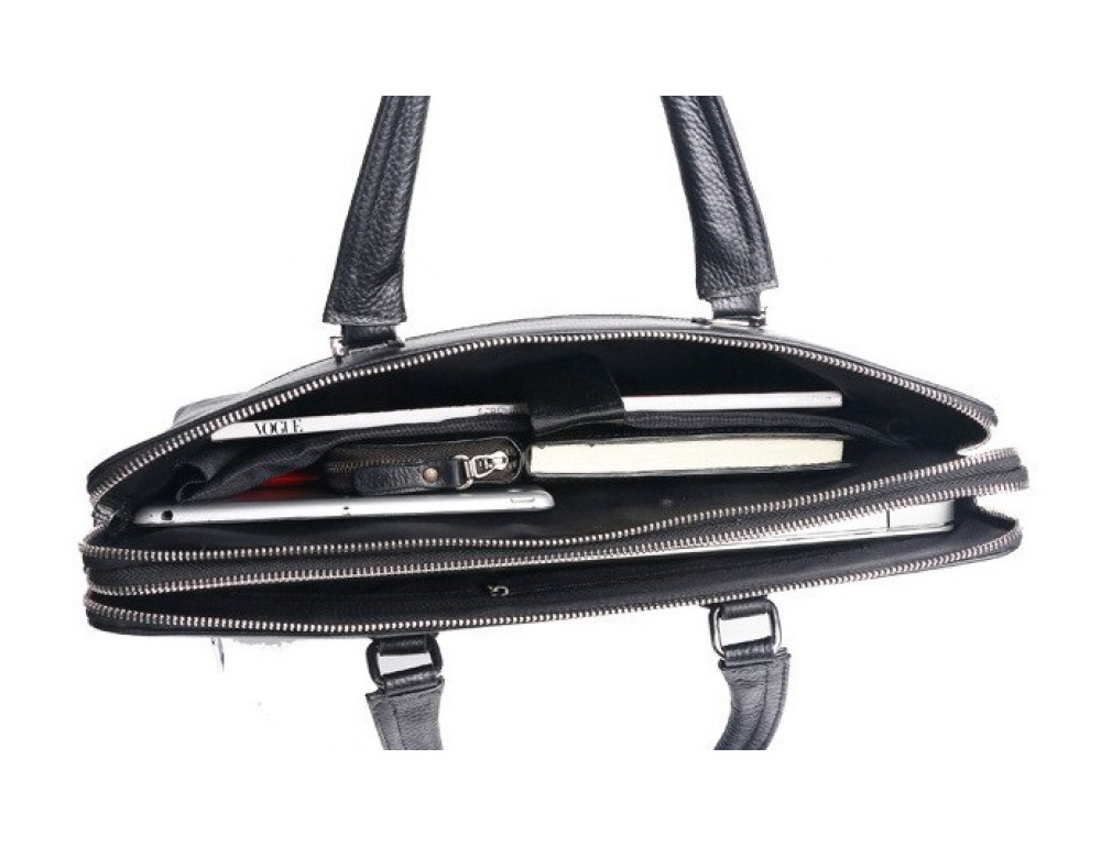 Чорна сумка під ноутбук із свинячої шкіри Bexhill Bx17610 Black - Фотографія № 3