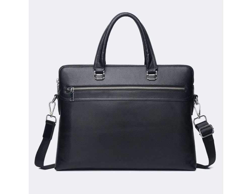 Чорна сумка під ноутбук із свинячої шкіри Bexhill Bx17610 Black - Фотографія № 6