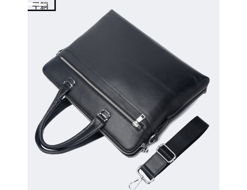Чорна сумка під ноутбук із свинячої шкіри Bexhill Bx17610 Black - Фотографія № 7