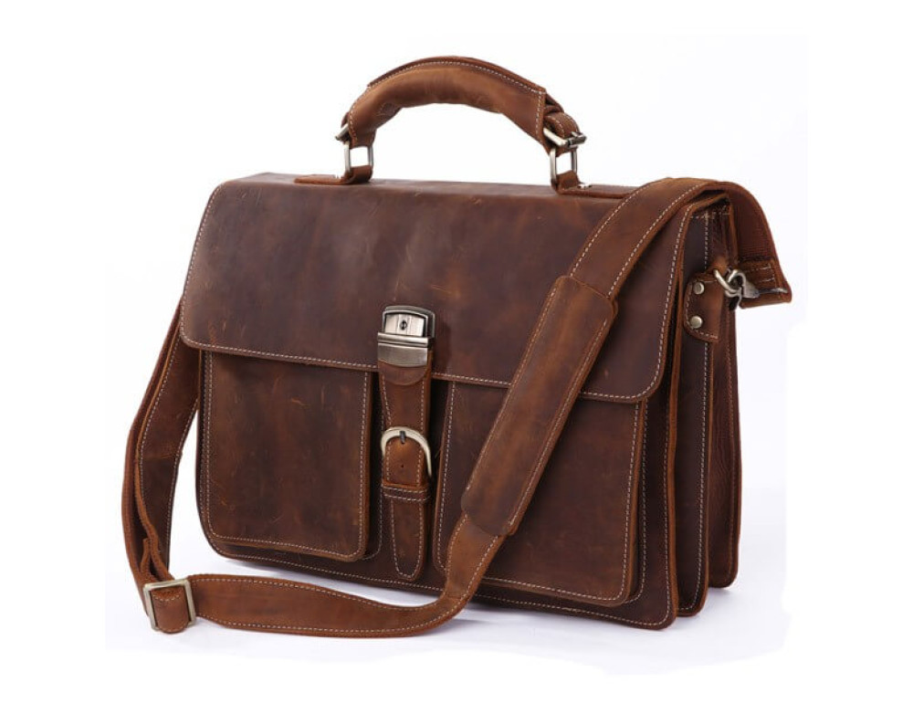 Чоловічий шкіряний портфель  JASPER-MAINE JD7164R (коричневий, Crazy Horse) - Фотографія № 1