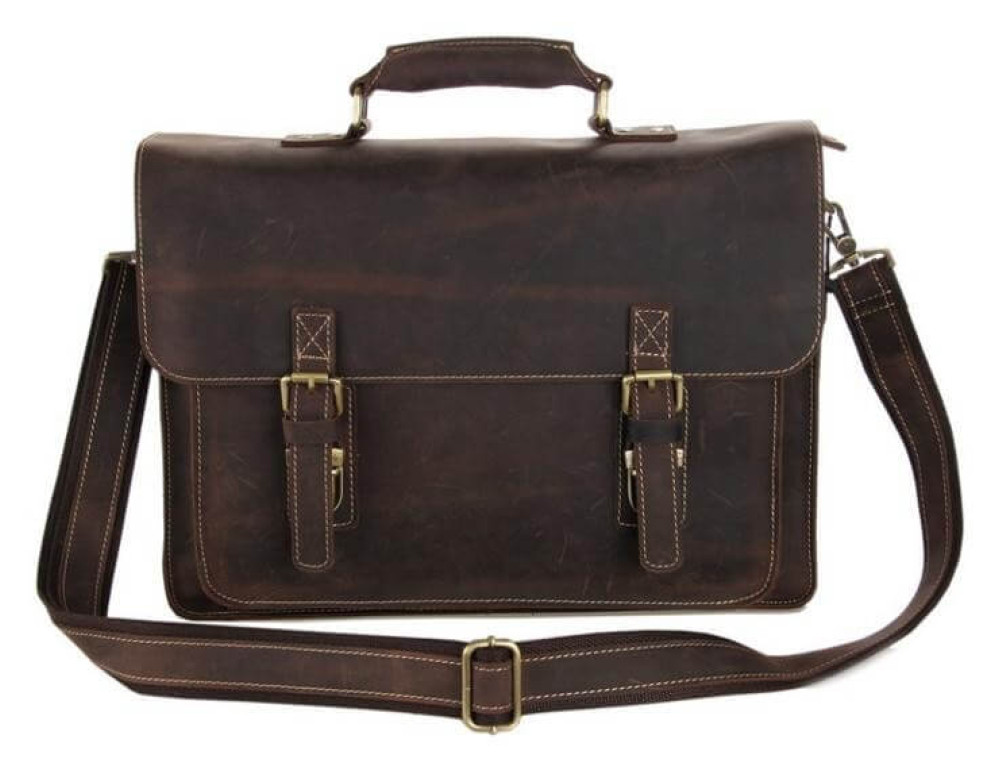 Чоловічий шкіряний портфель TIDING BAG 7205R темно-коричневий - Фотографія № 4