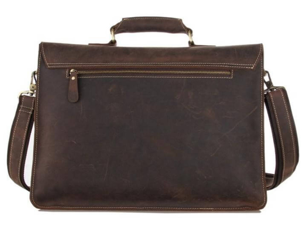 Чоловічий шкіряний портфель TIDING BAG 7205R темно-коричневий - Фотографія № 5
