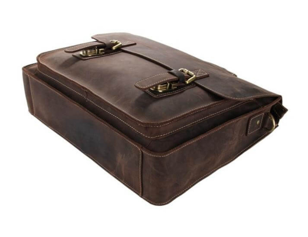 Чоловічий шкіряний портфель TIDING BAG 7205R темно-коричневий - Фотографія № 6