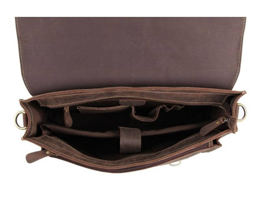 Чоловічий шкіряний портфель TIDING BAG 7205R темно-коричневий - Фотографія № 2