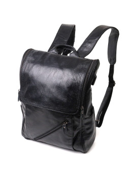Большой кожаный рюкзак чёрного цвета Vintage 22249