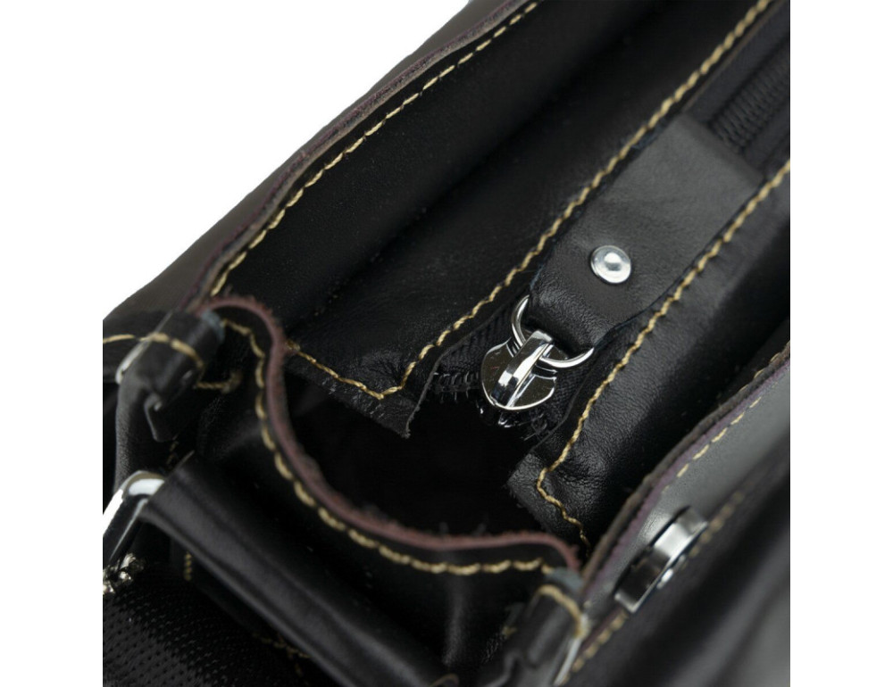Чорна шкіряна сумка через плече Vintage 14651 - Фотографія № 8