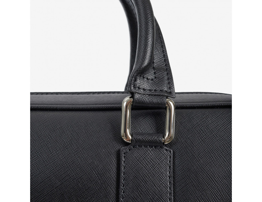 Чорна сумка для документів зі шкіри Saffiano Virginia Conti Vc2251 Black - Фотографія № 4