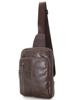 Коричневая кожаная сумка-слинг Vintage 14415