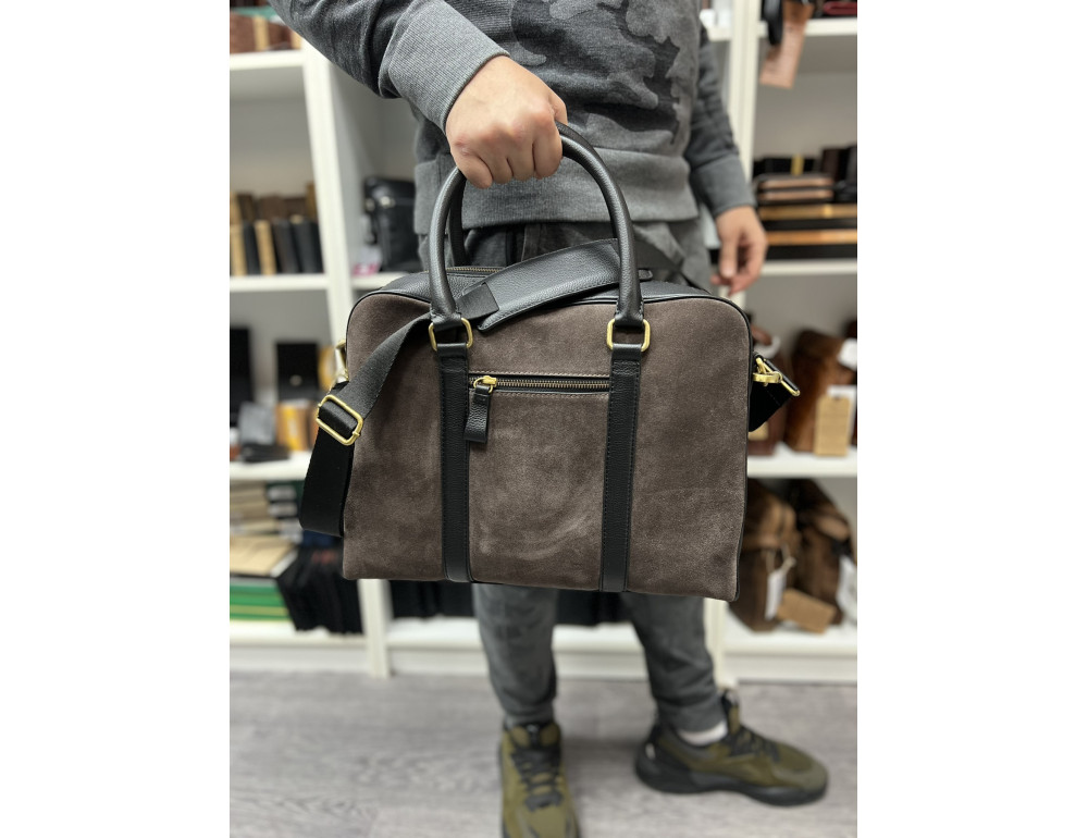 Кожаная сумка для документов Ashwood WINSTON GREY - Фото № 5