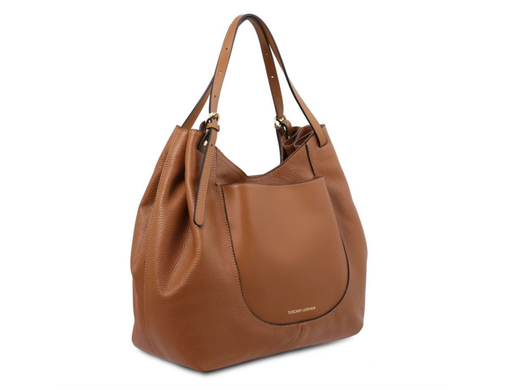 Коричнева шкіряна сумочка через плече Tuscany Leather TL142144 COGNAC - Фотографія № 3