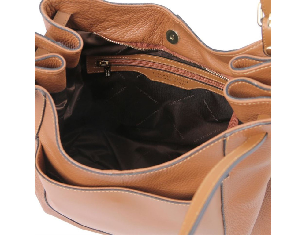 Коричнева шкіряна сумочка через плече Tuscany Leather TL142144 COGNAC - Фотографія № 6