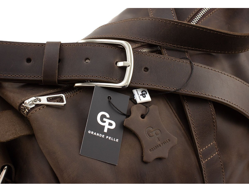 Спортивная дорожная сумка из винтажной кожи Grande Pelle 760120 - Фото № 5