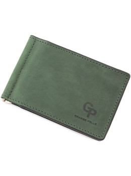 Зелёный зажим для денег из винтажной кожи Grande Pelle 107191