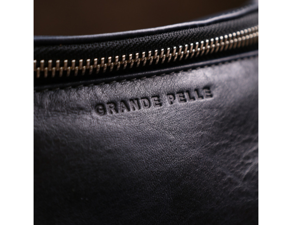 Темно-синя шкіряна сумка на пояс Grande Pelle 741670 - Фотографія № 8