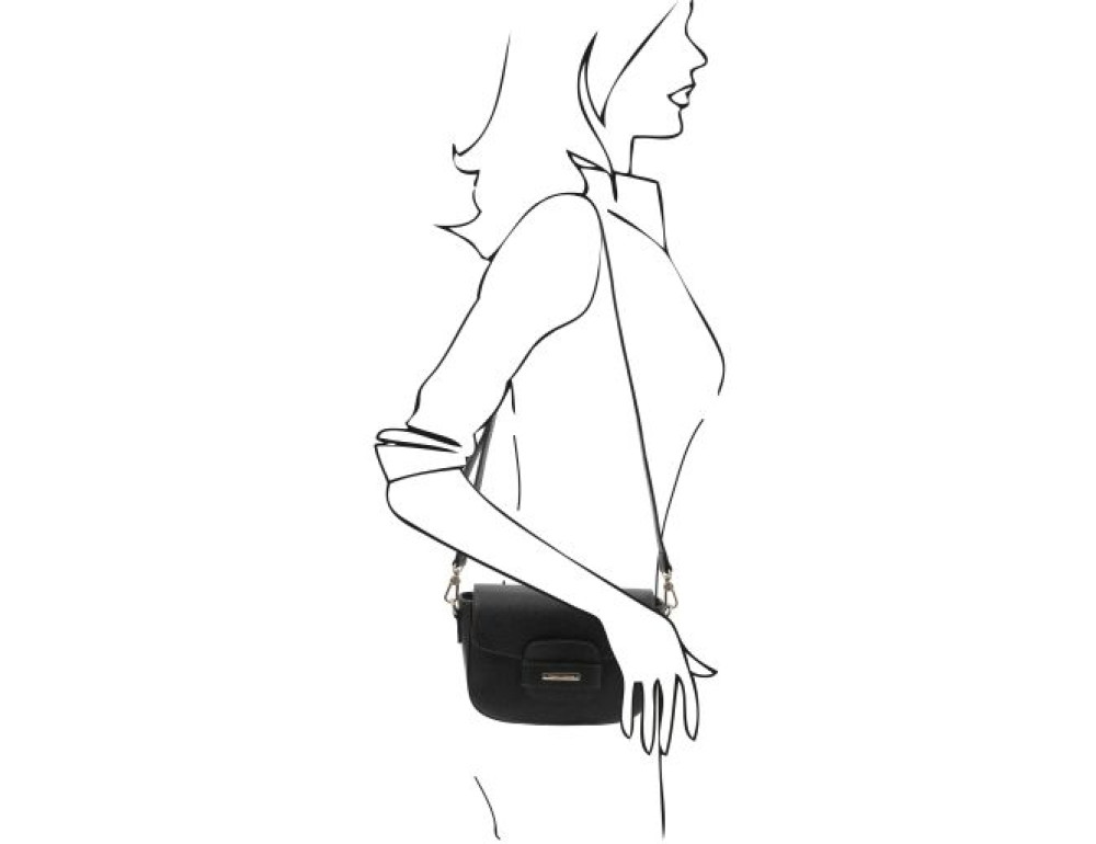 Чорна брендова жіноча сумочка через плече Tuscany TL Bag TL142249 Black - Фотографія № 2