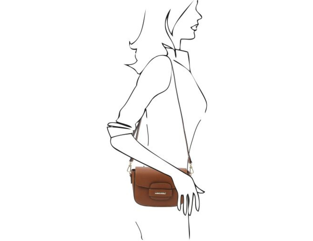 Чорна брендова жіноча сумочка через плече Tuscany TL Bag TL142249 COGNAC - Фотографія № 2