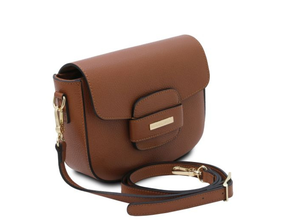 Чорна брендова жіноча сумочка через плече Tuscany TL Bag TL142249 COGNAC - Фотографія № 3